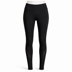 Urban Active Black Leggings Large Mesh Panel Athletic‎ Athleisure Yoga Workout